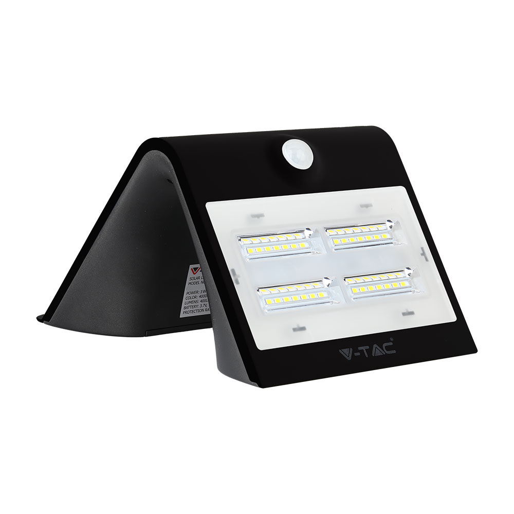 3W LED Faretto Solare 3000K+4000K Corpo Nero img 1