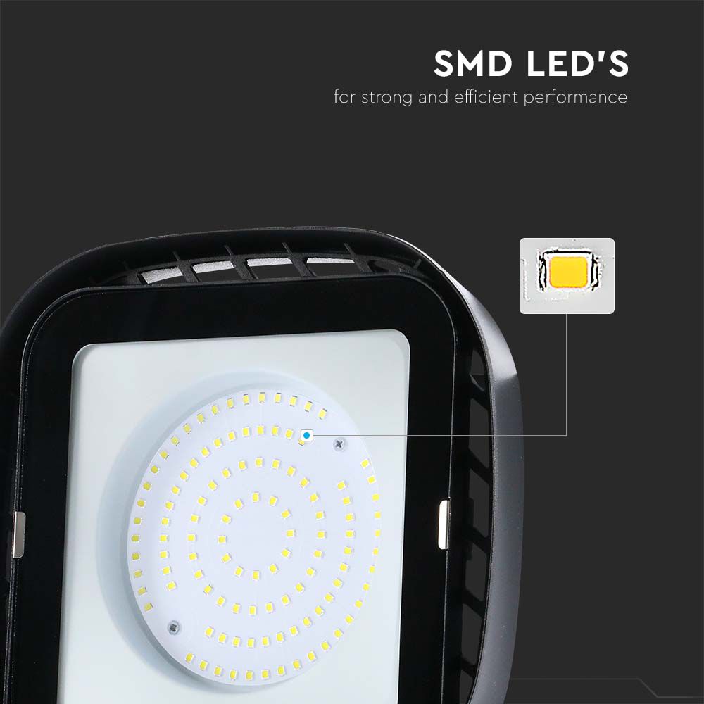 Campana LED SMD Industriale 100W Quadrata Colore Nero 6500K IP65