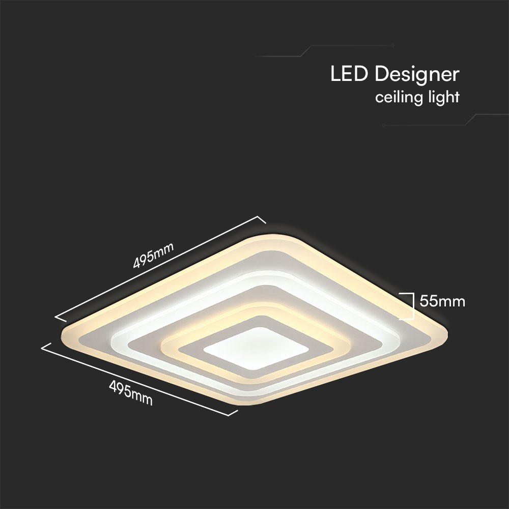 82W LED Ceiling Lamp 3 Step Dimmable With Remote Control White Body IP20