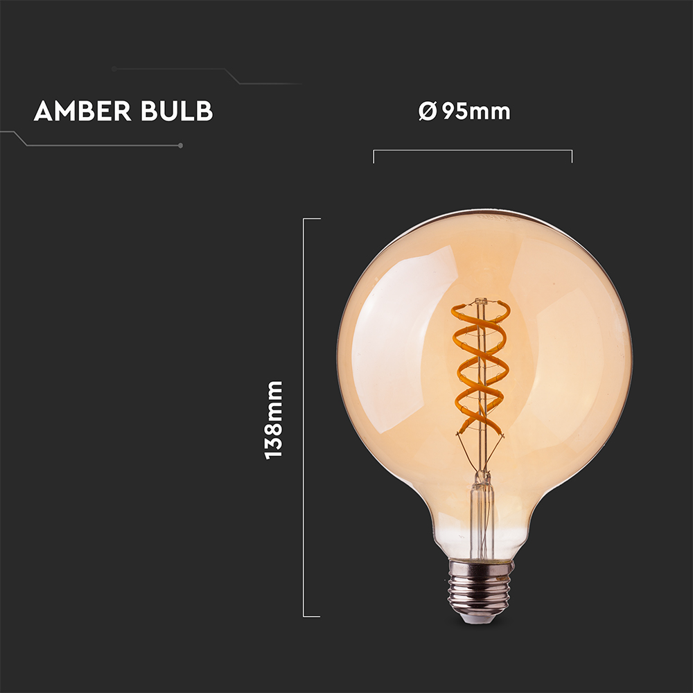 LED - 5W Filament E27 G95 Amber Cover 1800K