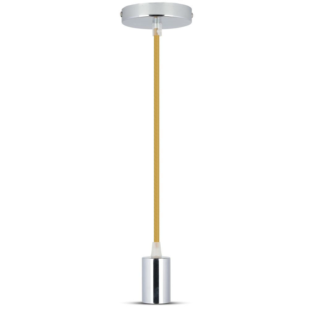 Lampadario con Portalampada Cromo Dome Beige Chiaro Cavo
