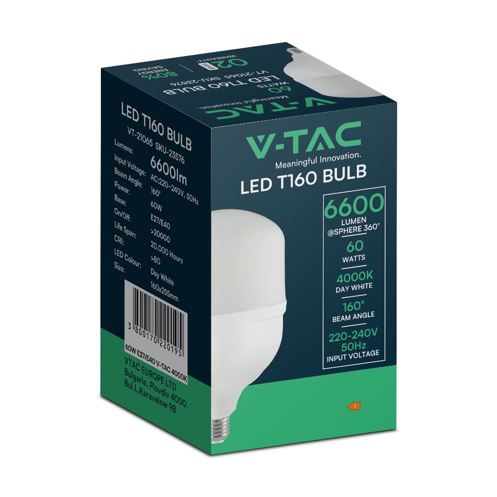 LED Bulb - 60W Plastic T160 4000K