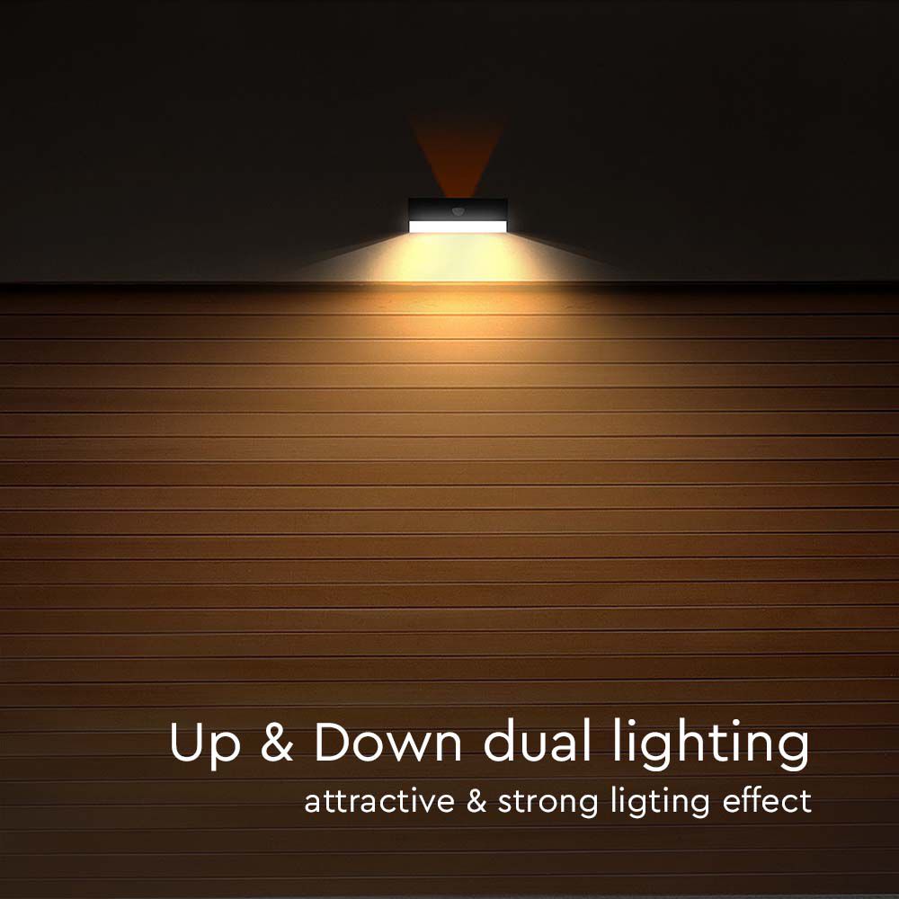 LED SOLARE DA PARETE LIGHT-BRICK 350LM BATTERIA LITIO 3,7v 1200mAh 4000K+3000K NERO img 1