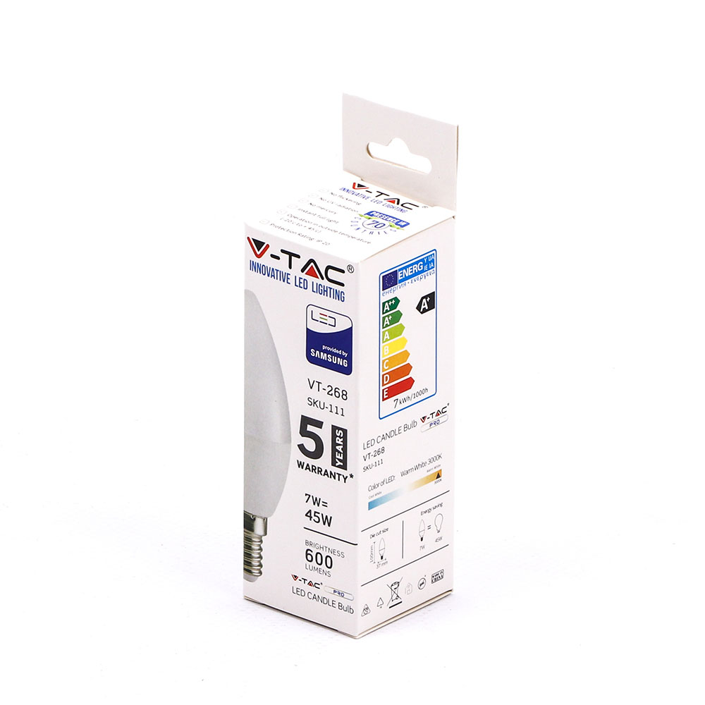 LED Lampadina SAMSUNG Chip 7W E14 Plastica Candela 3000K