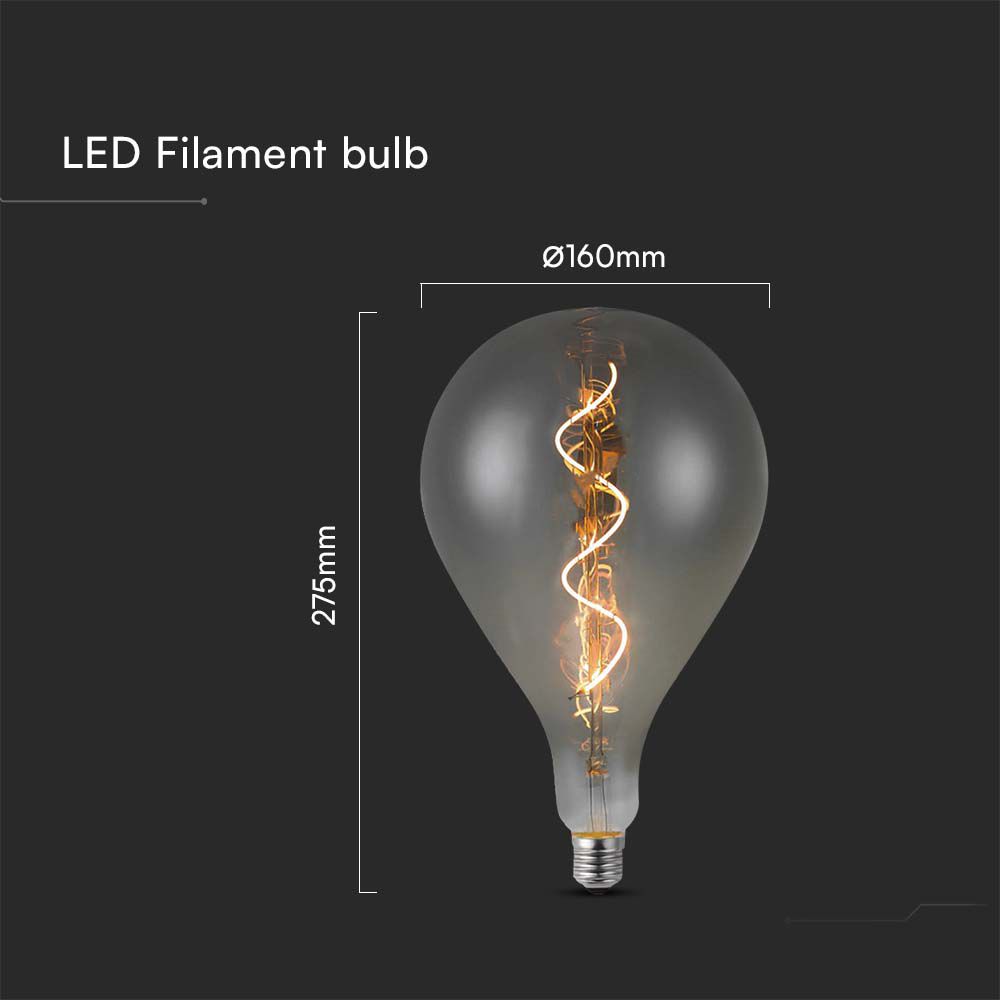 LED Bulb - 4W Filament Spiral A160S 2700K Smoky Glass