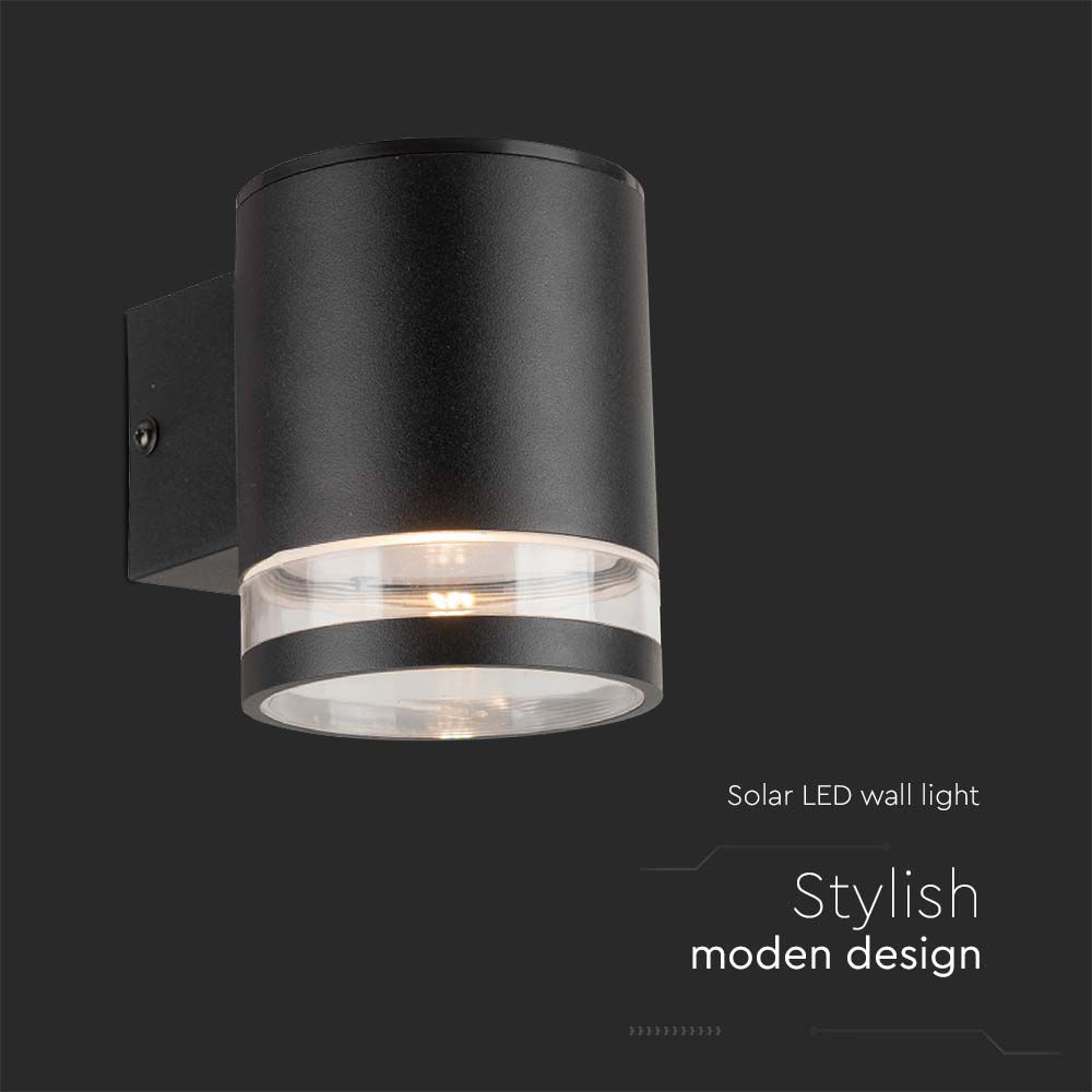 Lampada LED da Giardino Cilindrica con Pannello Solare 1W Corpo Nero 121x90x112.5mm