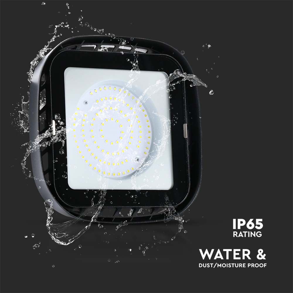 Campana LED SMD Industriale 100W Quadrata Colore Nero 6500K IP65 img 3