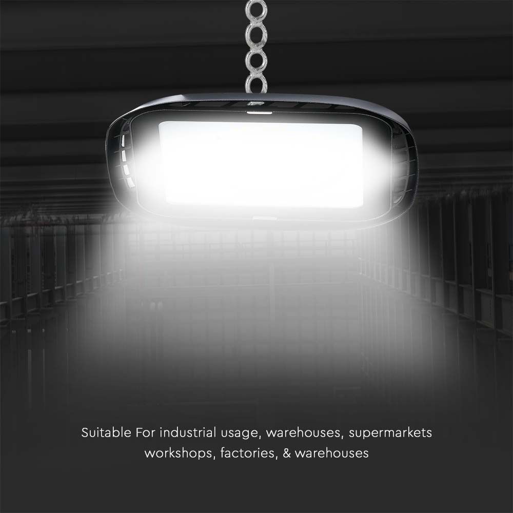 Campana LED SMD Industriale 100W Quadrata Colore Nero 6500K IP65 img 2