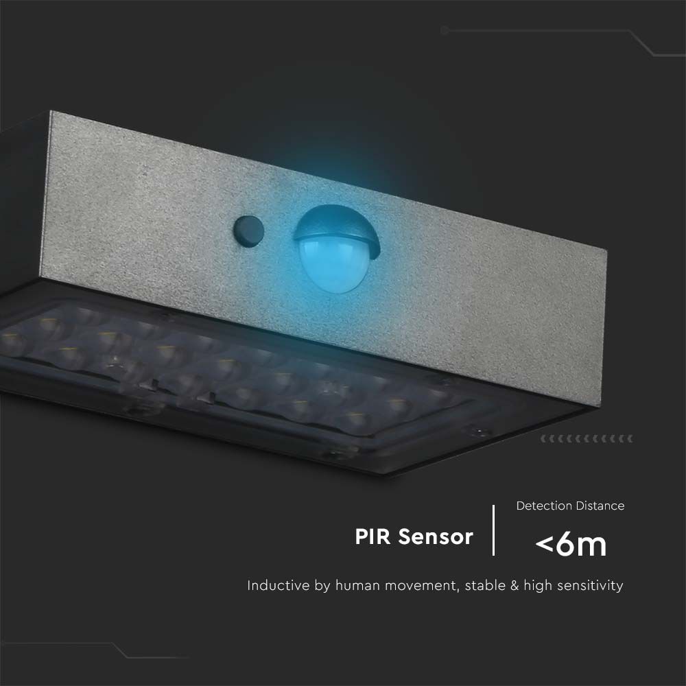 LED SOLARE DA PARETE LIGHT-BRICK 350LM BATTERIA LITIO 3,7v 1200mAh 4000K+3000K NERO img 4