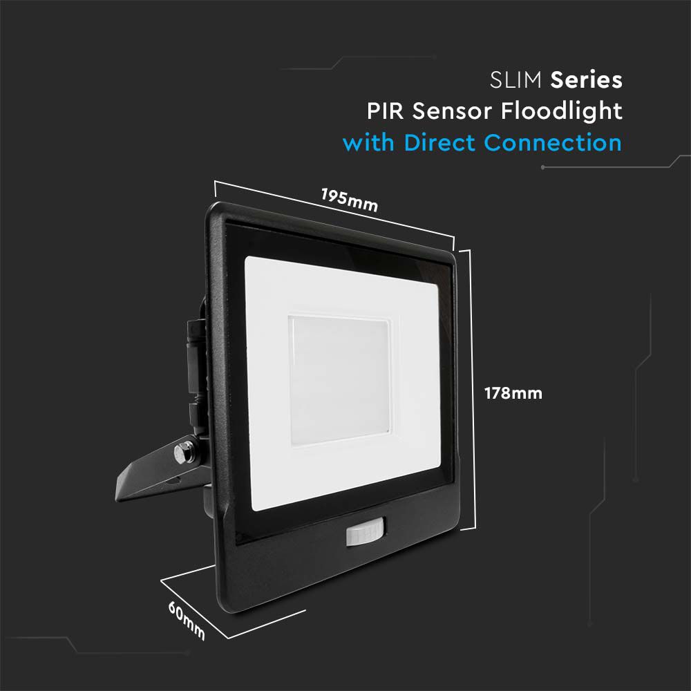 30W LED PIR Sensor Floodlight SAMSUNG CHIP Black Body 3000K
