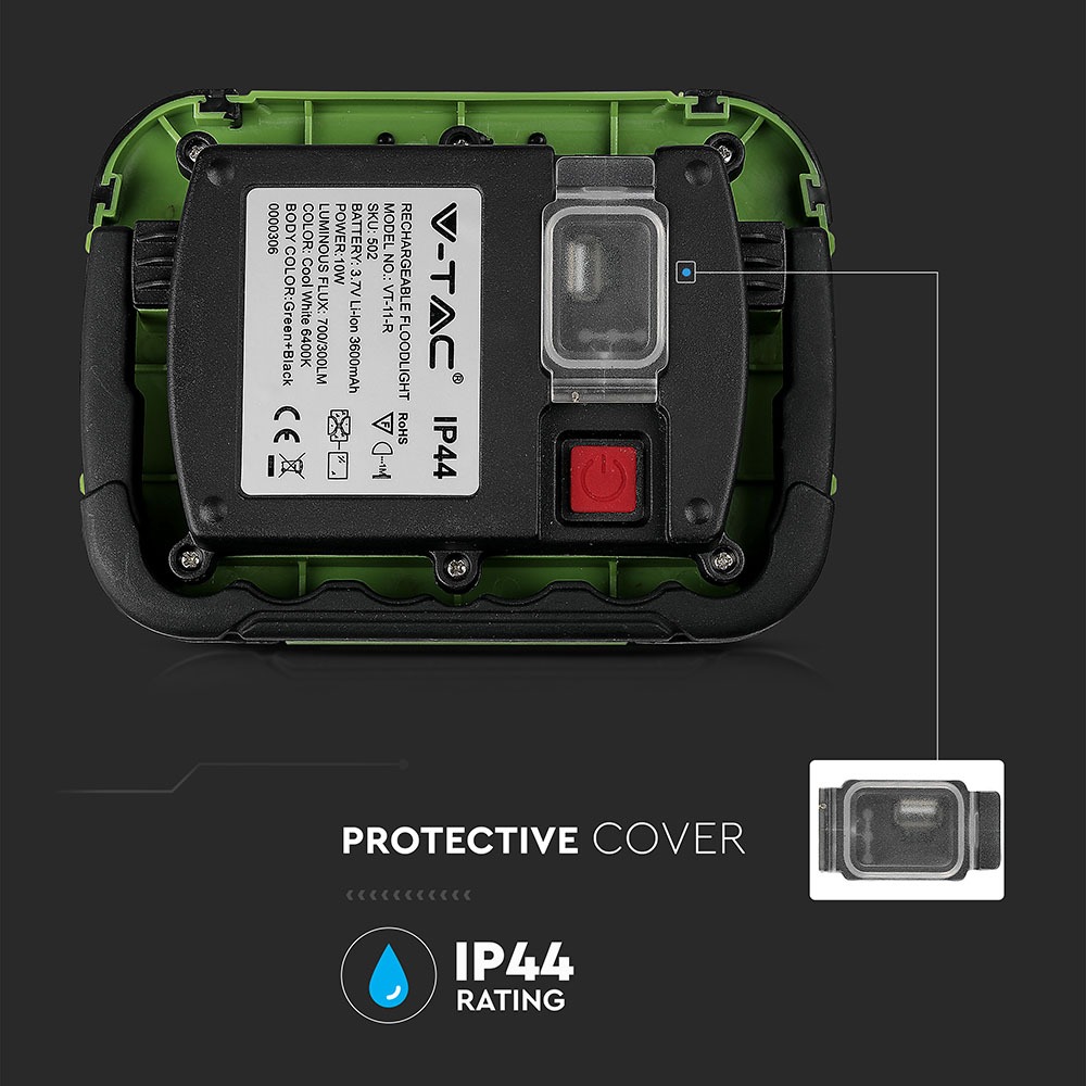 10W LED Proiettore Ricaricabile SAMSUNG Chip USB + SOS Funzione IP44 6400K img 2