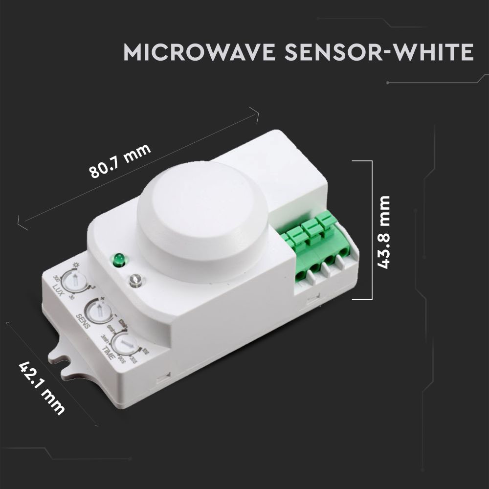 Microwave Sensor Manual Override Function White
