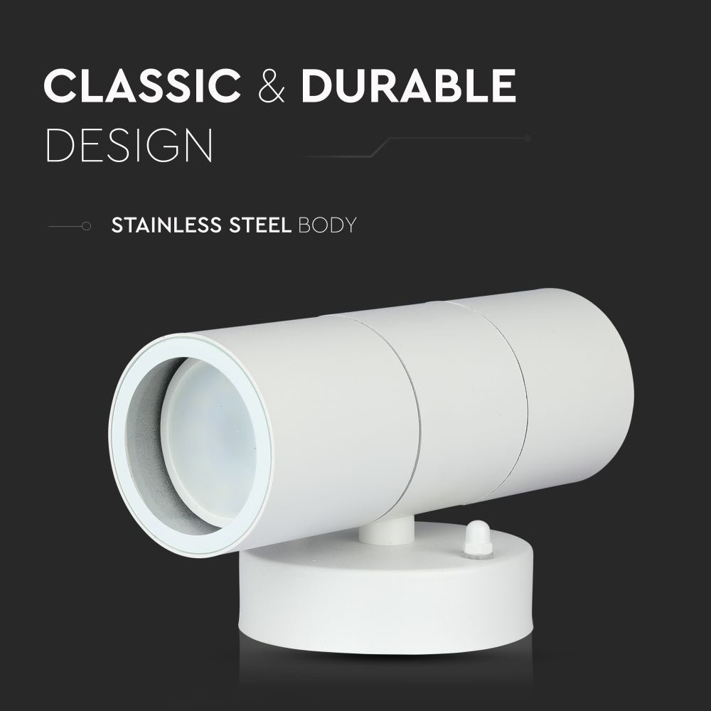 GU10 Wall Fitting Stainless Steel Body Matt Bianco IP44 Up Down img 2