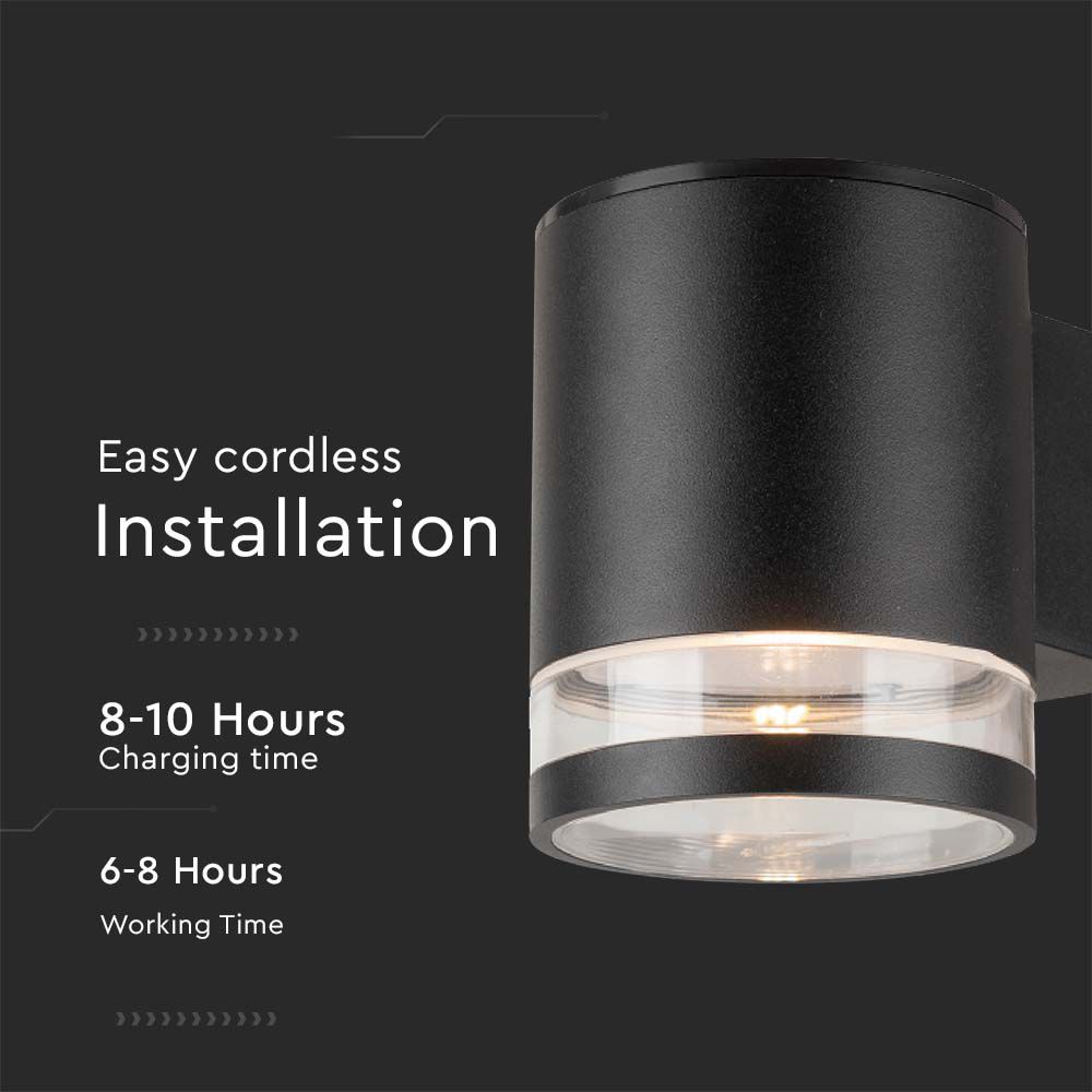 Lampada LED da Giardino Cilindrica con Pannello Solare 1W Corpo Nero 121x90x112.5mm img 1