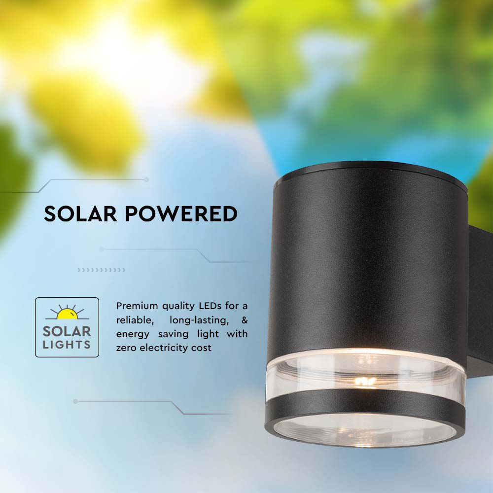 Lampada LED da Giardino Cilindrica con Pannello Solare 1W Corpo Nero 121x90x112.5mm img 2