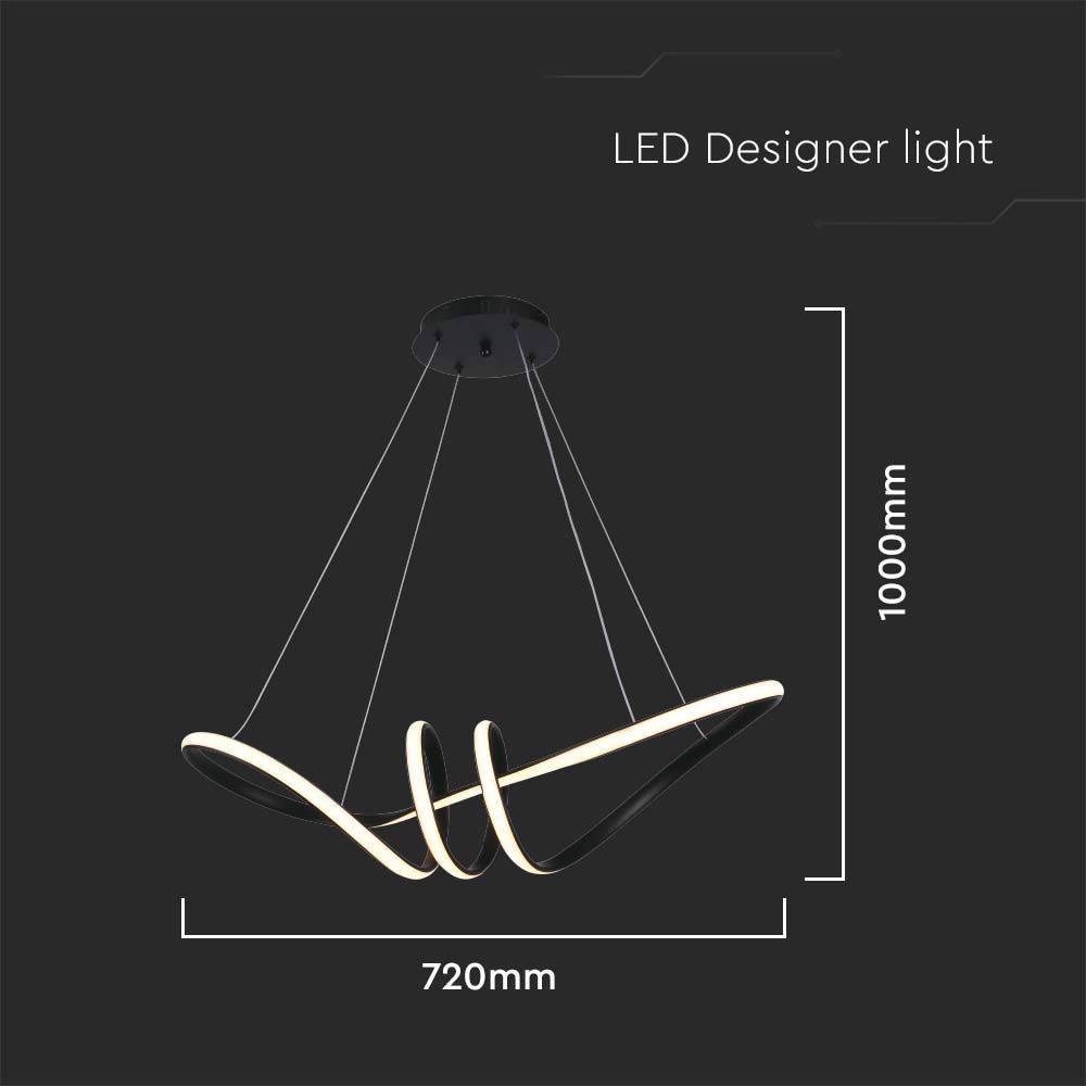 Lampadario LED a Sospensione 24W in Metallo dal Design Moderno 72x30cm Coloro Nero 3000K