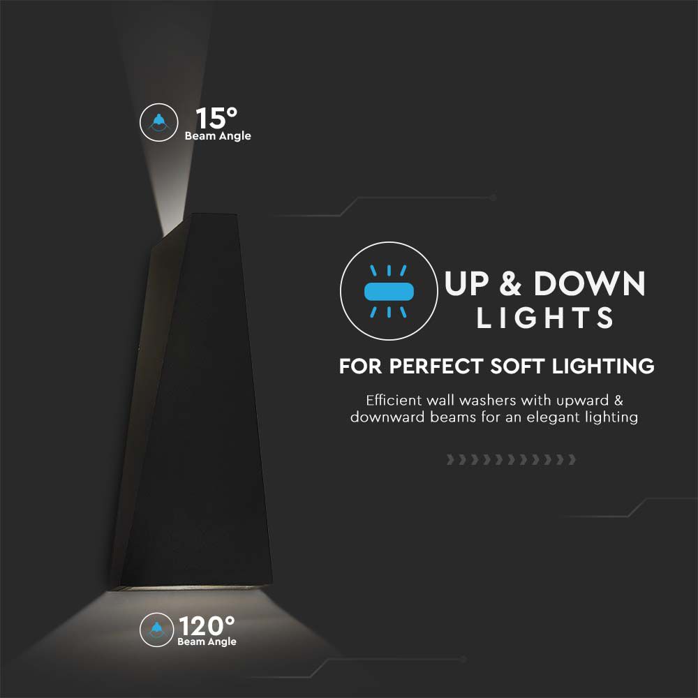 Lampada LED da Muro Doppio Fascio Luminoso Colore Nero img 2