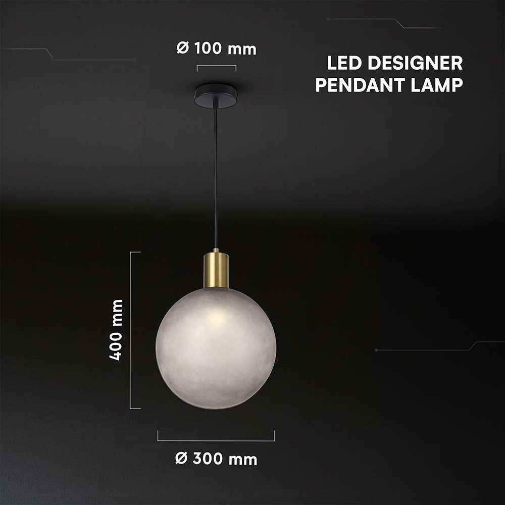 E27 Decorative Hanging Lamp (D100*H25mm) Brished Brass+Smokey Grey