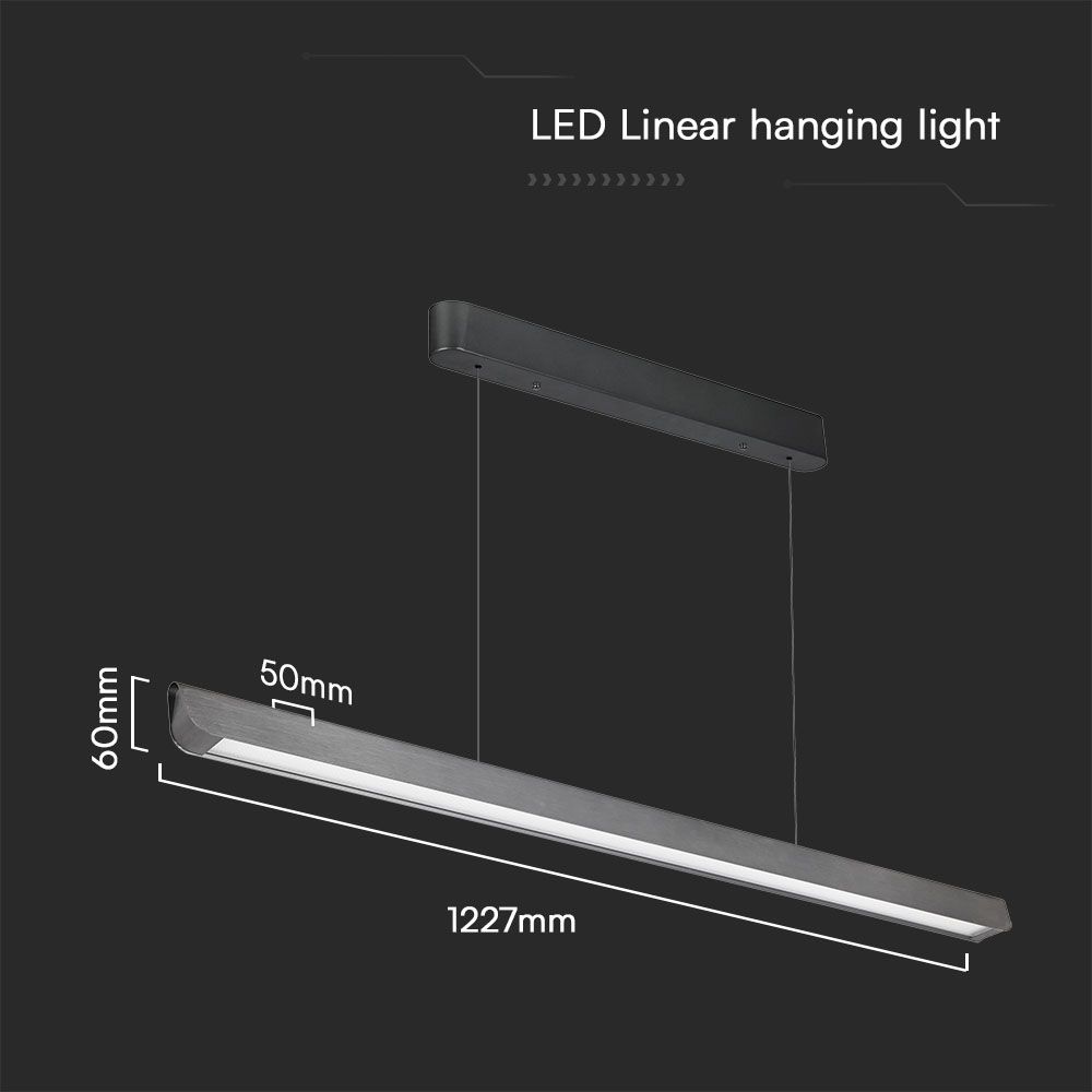 36W LED Linear Hanging Suspension Light Diffuser Plate Type-CCT:3IN1 - Matte Grey