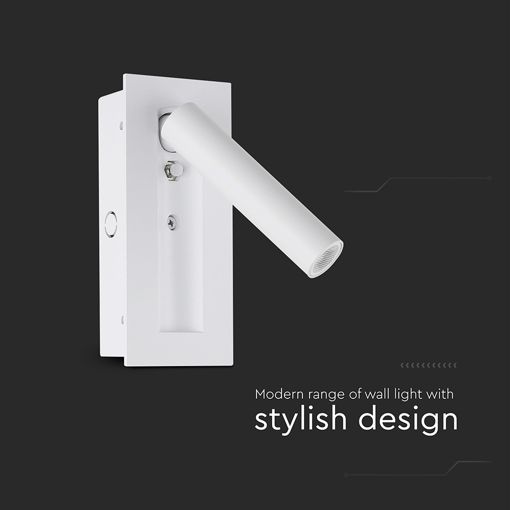 2W LED Bedside Light CREE CHIP Aluminum+PC White Body IP20 3000K