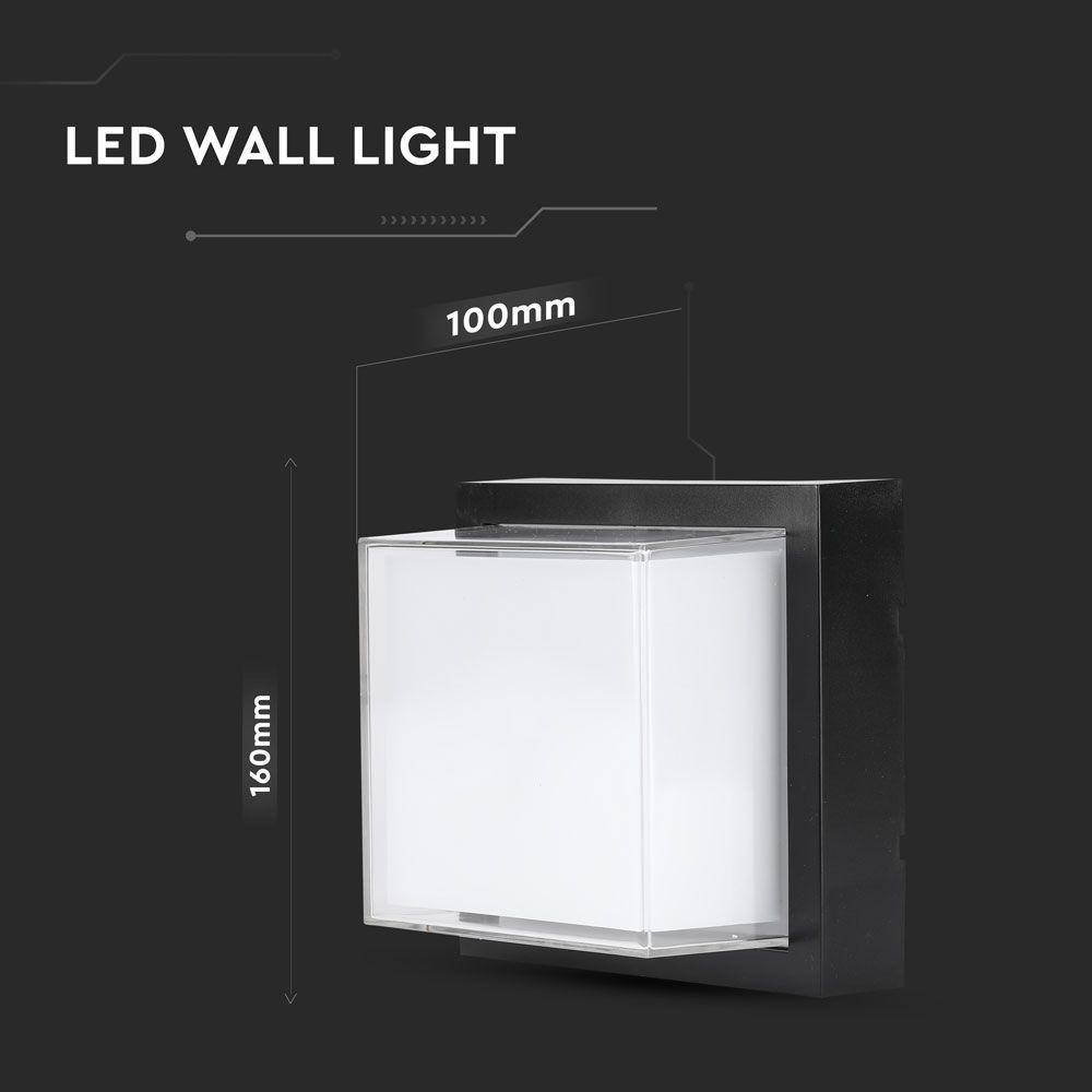 12W LED Wall Black Square 4000K