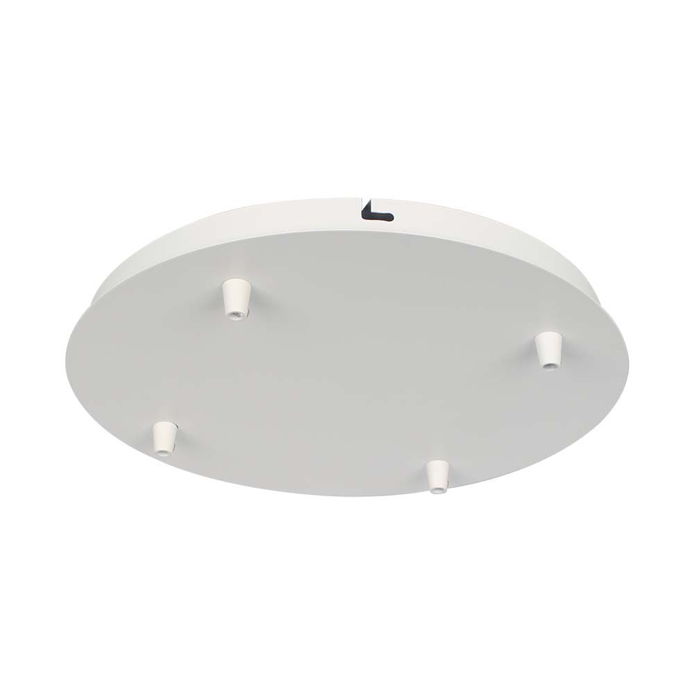 Rosone per Lampadario in Acciaio d:300*h:25mm con 4 Fori Colore Bianco Opaco