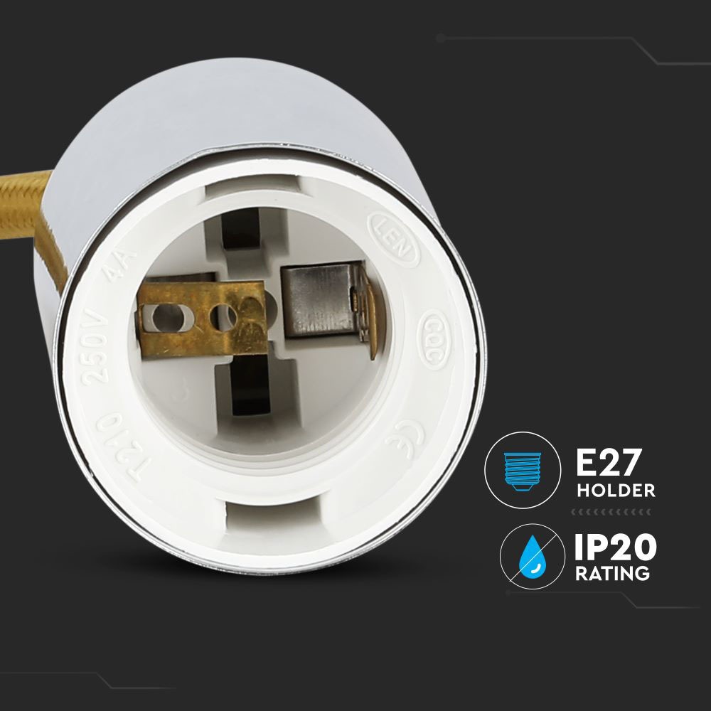 Lampadario con Portalampada Cromo Dome Beige Chiaro Cavo img 1