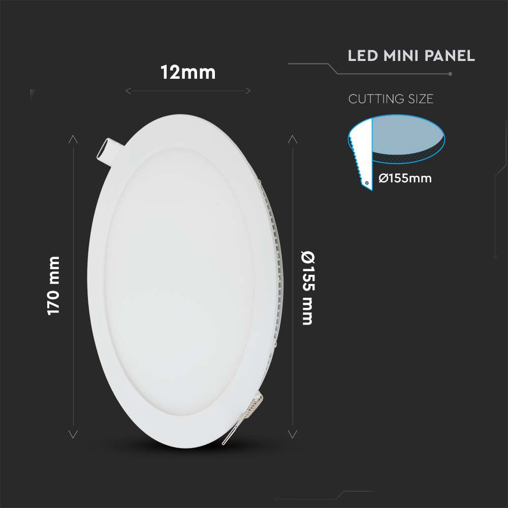 12W LED Premium Panel Downlight - Round 6400K