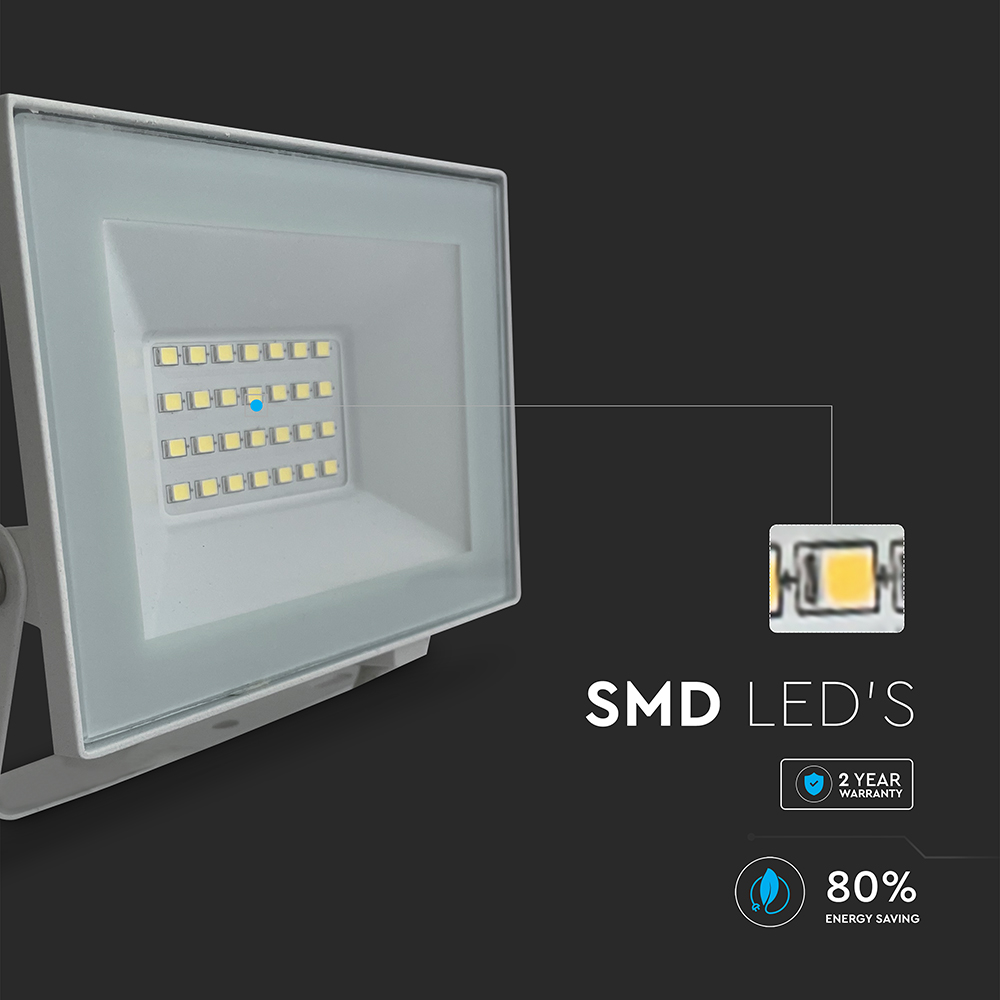 20W LED Floodlight 6500K White Body