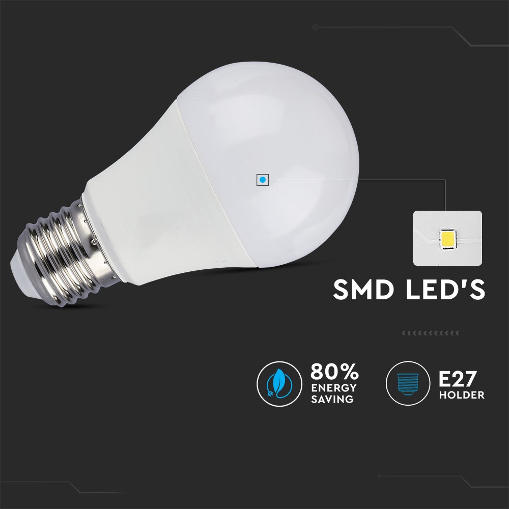 Lampadina LED 9W E27 A60 Termoplasticoo 3 Fase Dimming Bianco