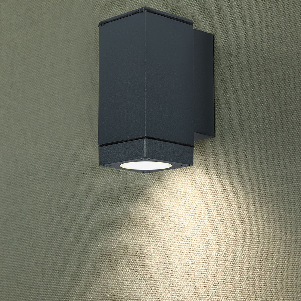 Lampada LED da Muro con Portalampada GU10 Doppio Fascio Luminoso Superiore e Inferiore Colore Grigio Scuro IP44
