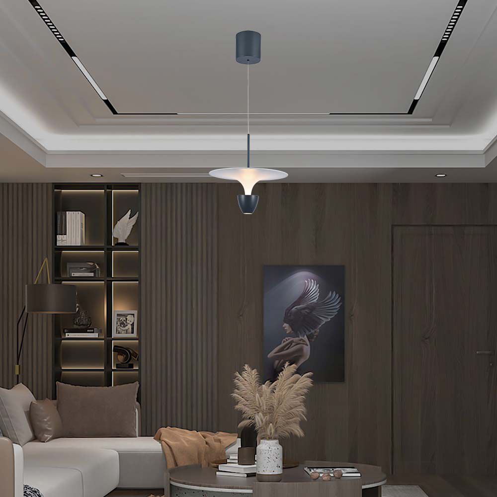 9W LED Designer Hanging Lamp (30*300*1370MM) WhiteCrey Body 3000K Adjustable Height