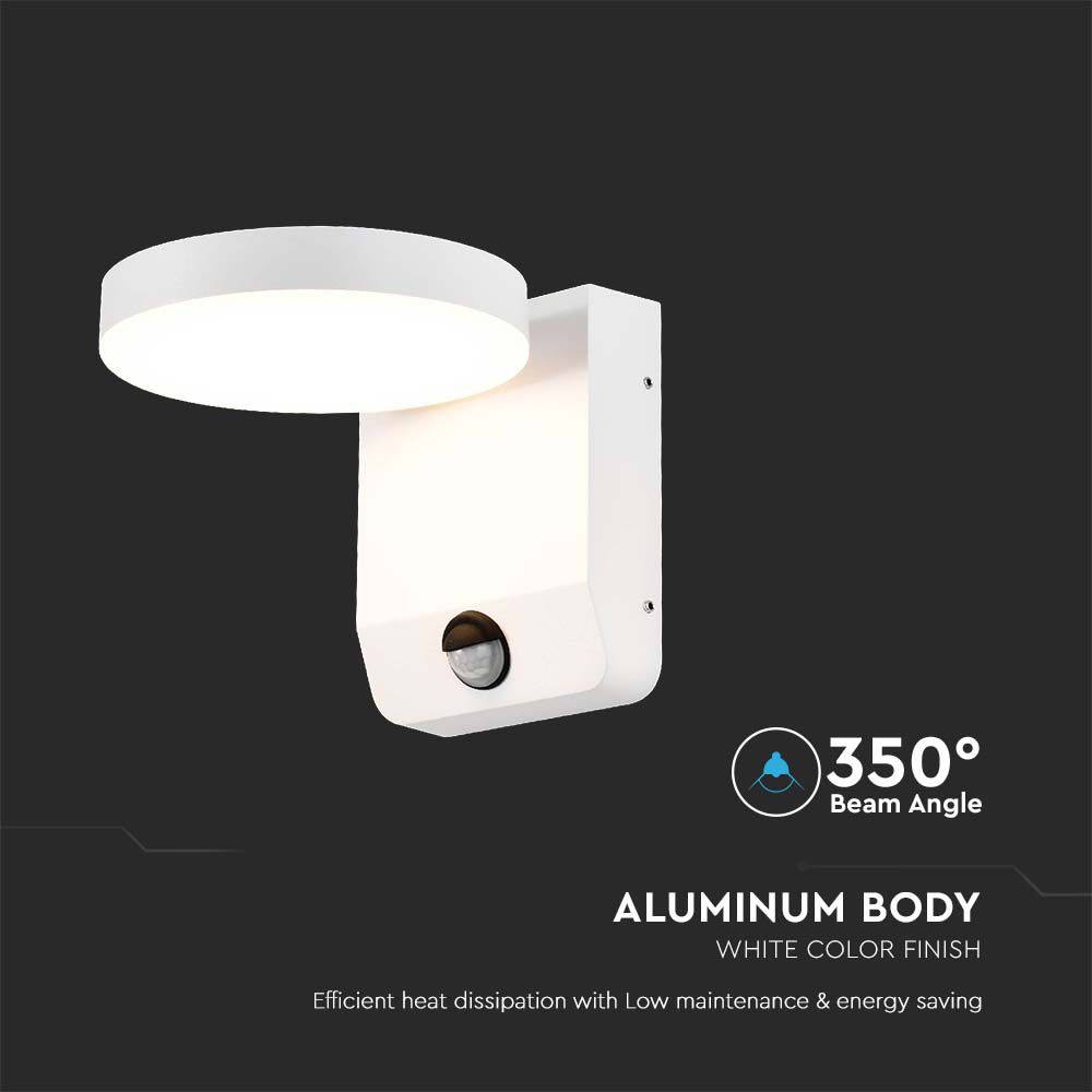 20W LED Wall Light Sensor White Body Round 3000K IP65 img 2