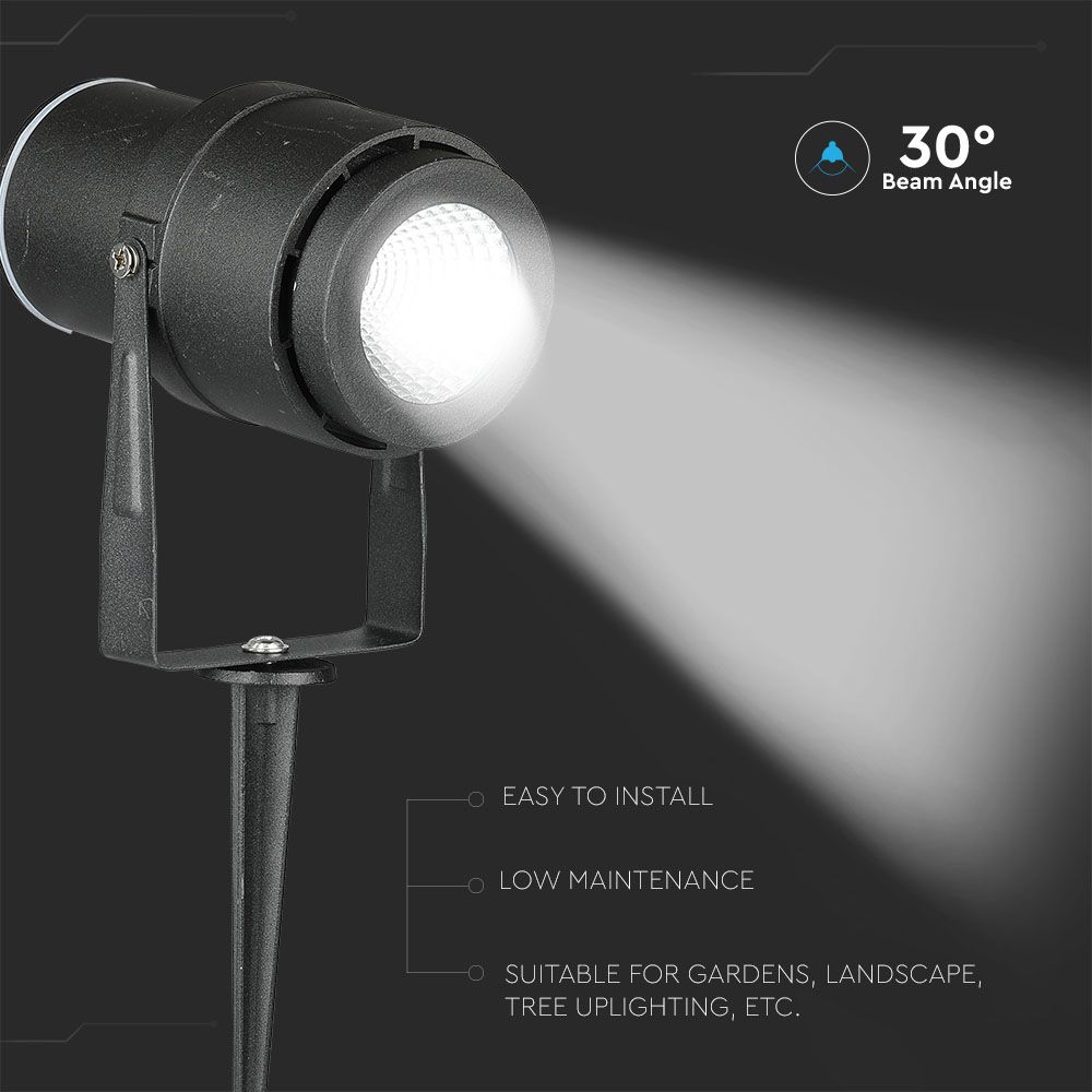 12W LED Garden Spike Lamp Black Body 3000K img 3