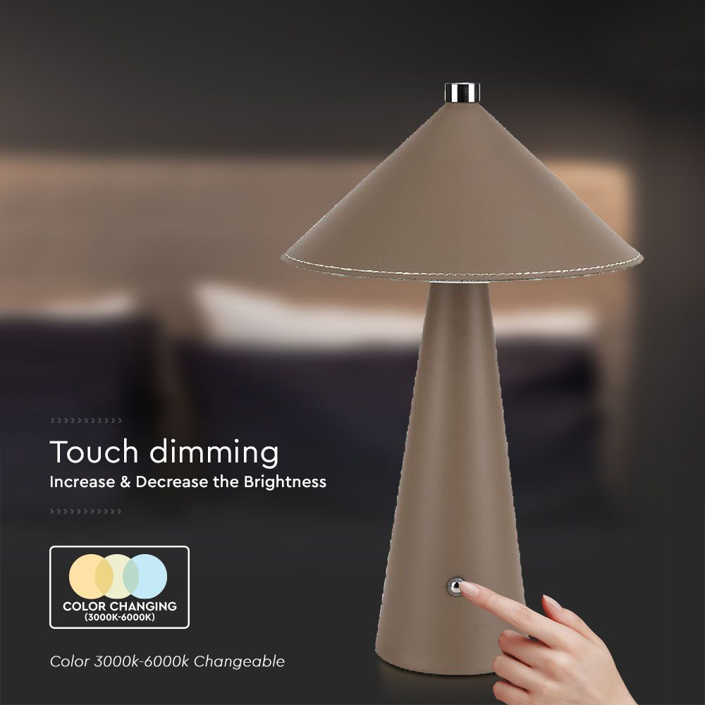 3W LED Magnetic Table Lamp With Battery 4000mAh CCT: 3IN1 Brown Body Dimmable img 1
