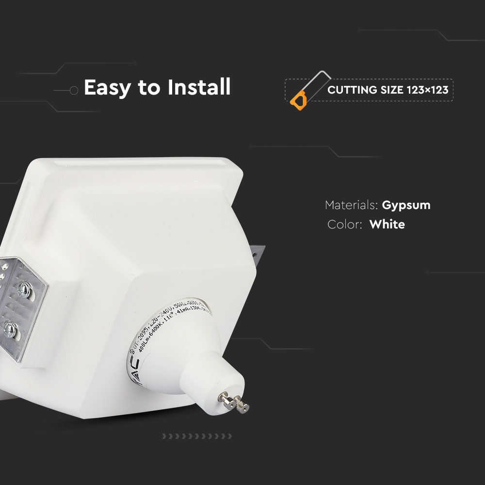 GU10 Corpo Faretto in gesso Vetro opaco Quadrato img 1