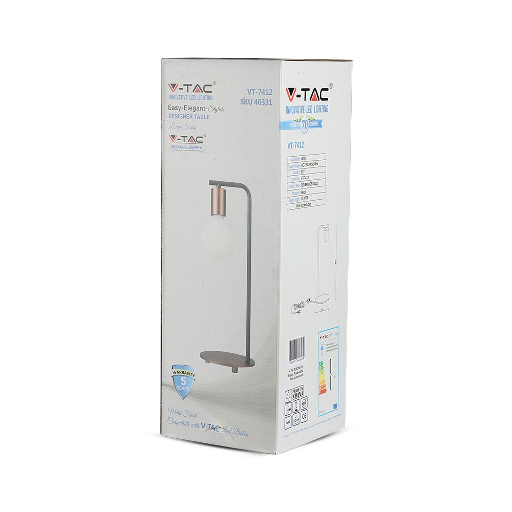 Lampada da tavolo di design E27 Holder Switch Bronzato rosso