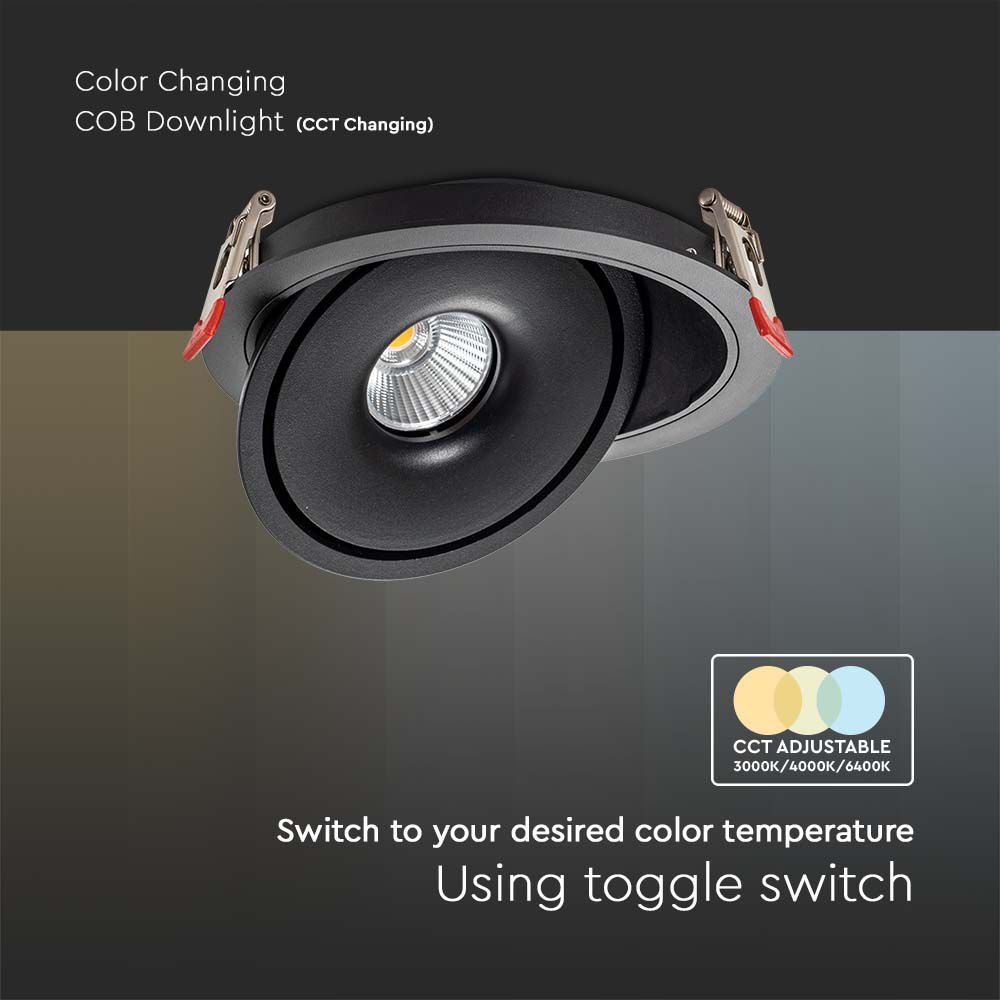 20W LED COB Downlight 3IN1 Black Body img 3