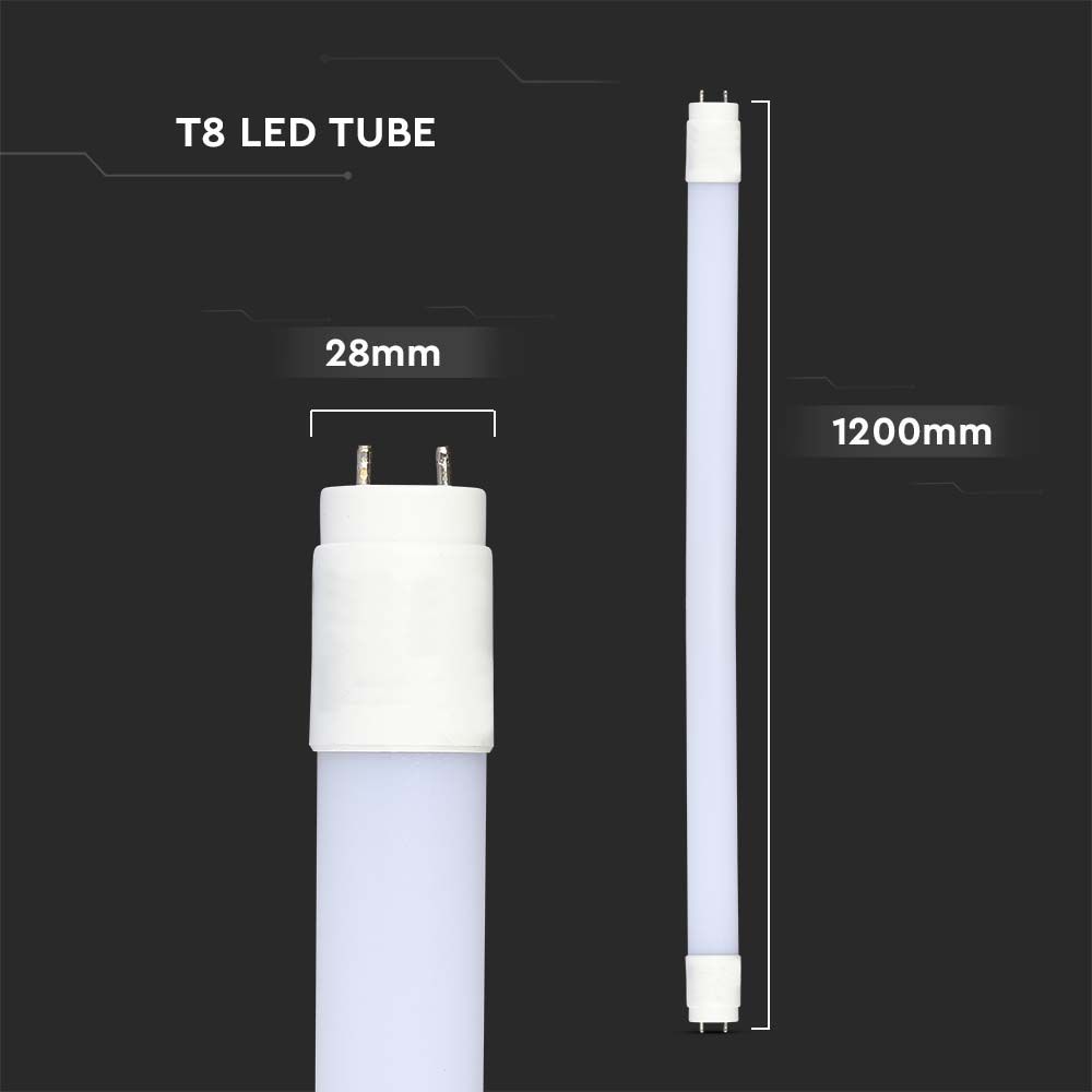 Tubo LED Chip Samsung T8 18W 100LM/W G13 120cm in Nanoplastica