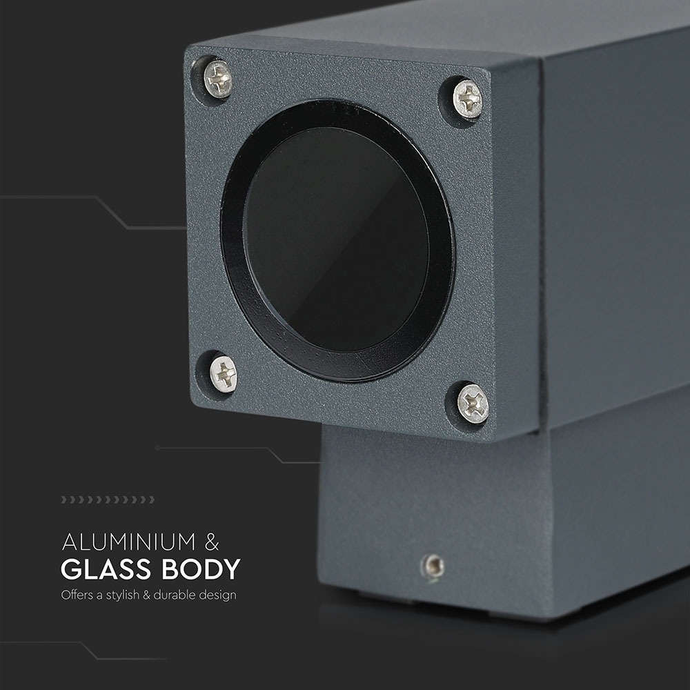 Lampada LED da Muro con Portalampada GU10 Doppio Fascio Luminoso Superiore e Inferiore Colore Grigio Scuro IP44 img 2