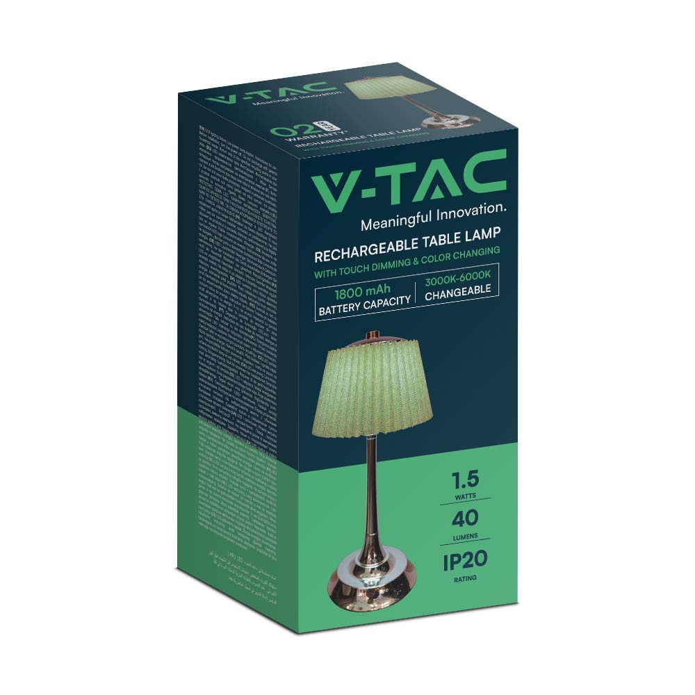 1.5W LED Table Lamp 3000K Chrome + Pale Green