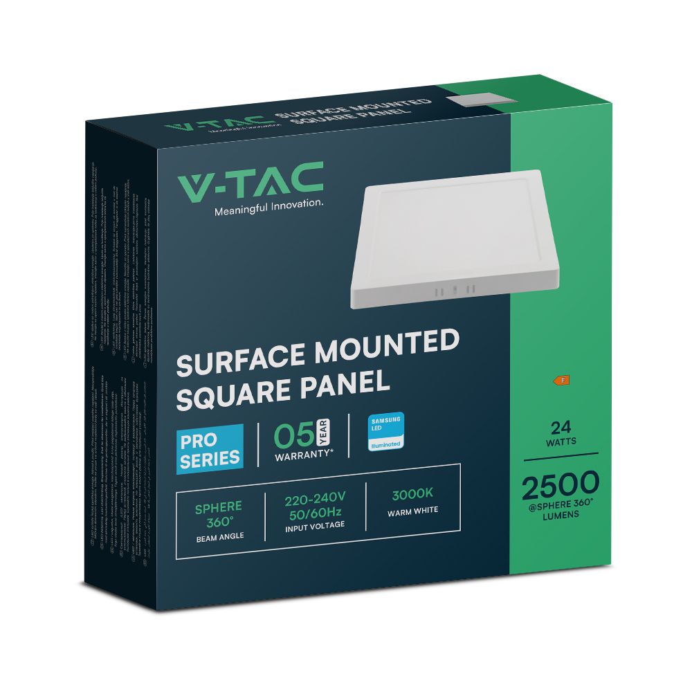 24W LED SAMSUNG CHIP Backlit Panel Surface Mounted Square 3000K