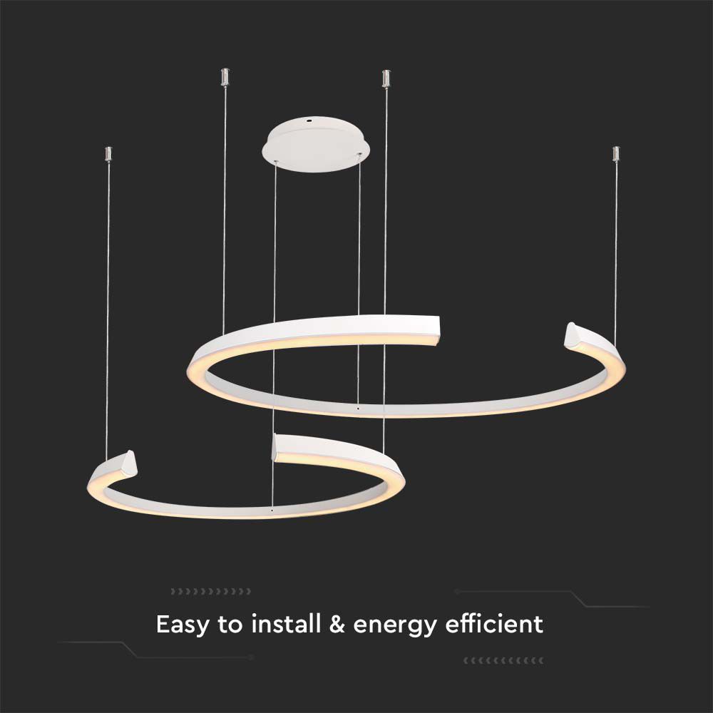 Lampadario LED a Sospensione con 2 Mezzaluna 48W in Metallo Colore Bianco