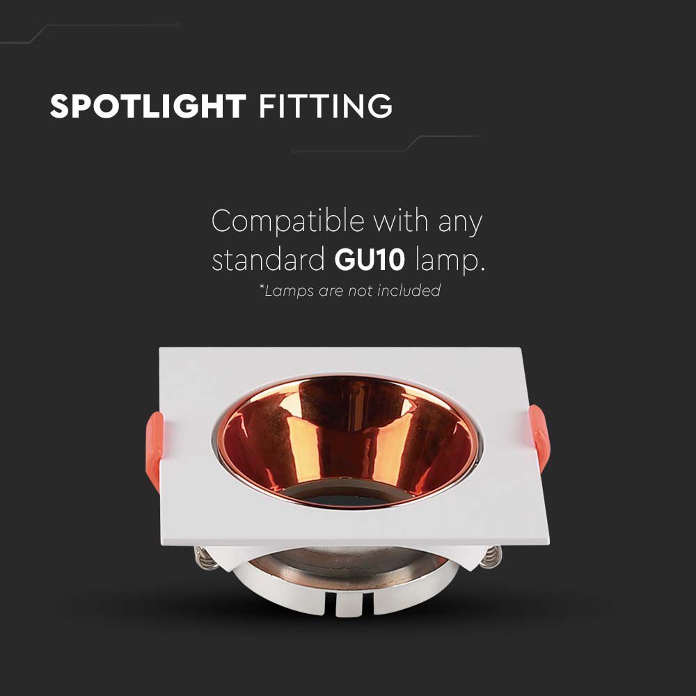 GU10 Fitting Square White Frame + Rose Gold Reflector img 1