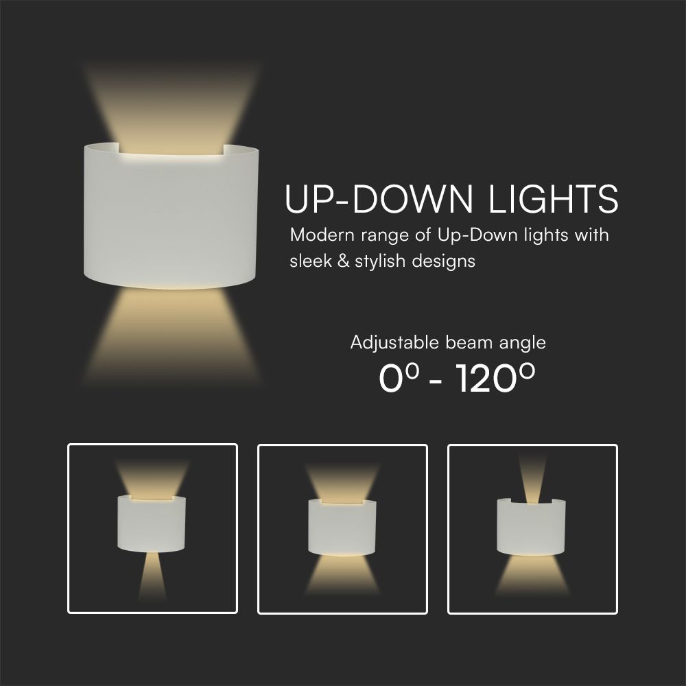Lampada LED da Muro Arrotondata Doppio LED COB 6W 110LM/W Colore Grigio Satinato Fascio Luminoso Regolabile 4000K IP65 img 1