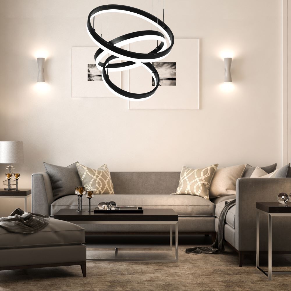 92W Soft Light Chandelier Dimmable Black 3000K img 1