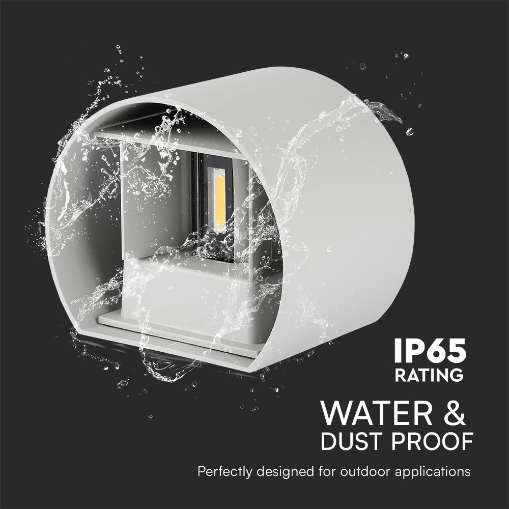 Lampada LED da Muro Arrotondata Doppio LED COB 6W 110LM/W Colore Grigio Satinato Fascio Luminoso Regolabile 4000K IP65 img 2