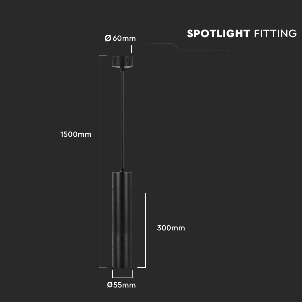 1*GU10 Hanging Pendant Black D 60*300MM