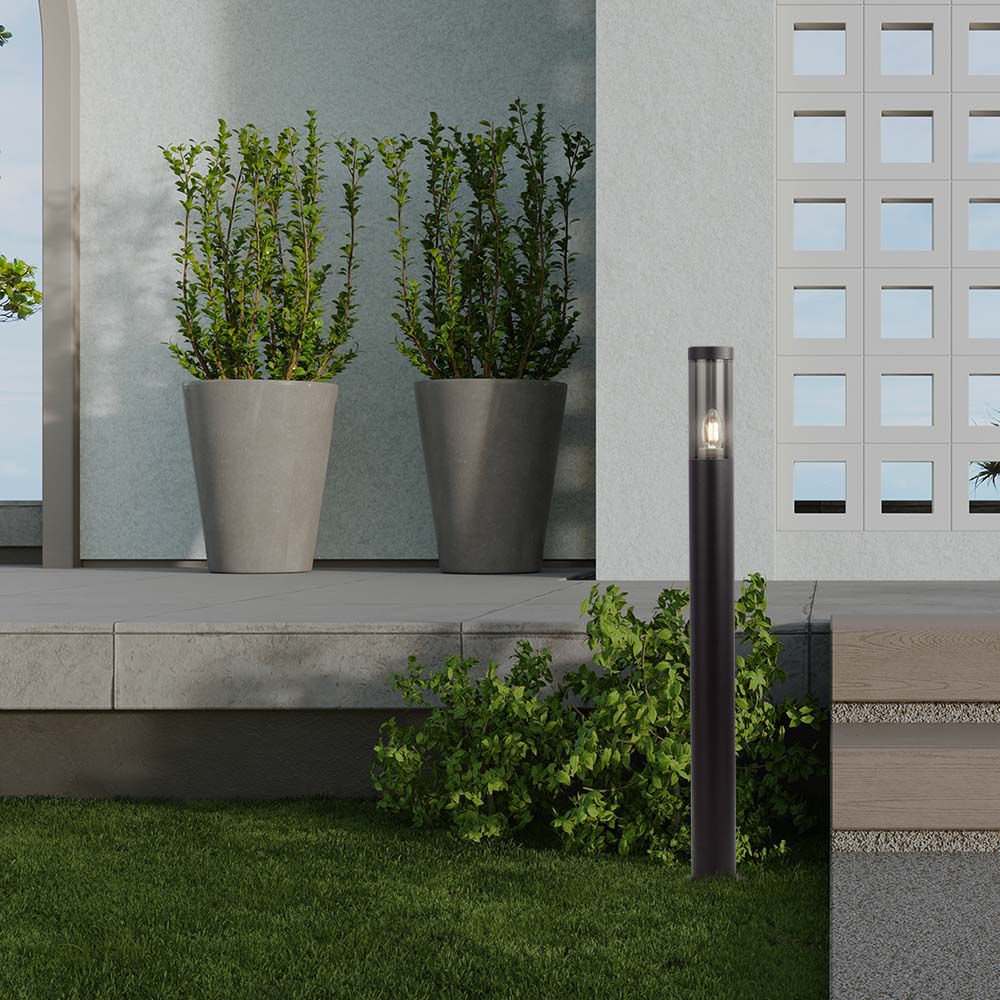 LAMPADA DA GIARDINO E27 (76x119x1000mm) FUMO PLASTICA/SS CORPO NERO IP44 img 1