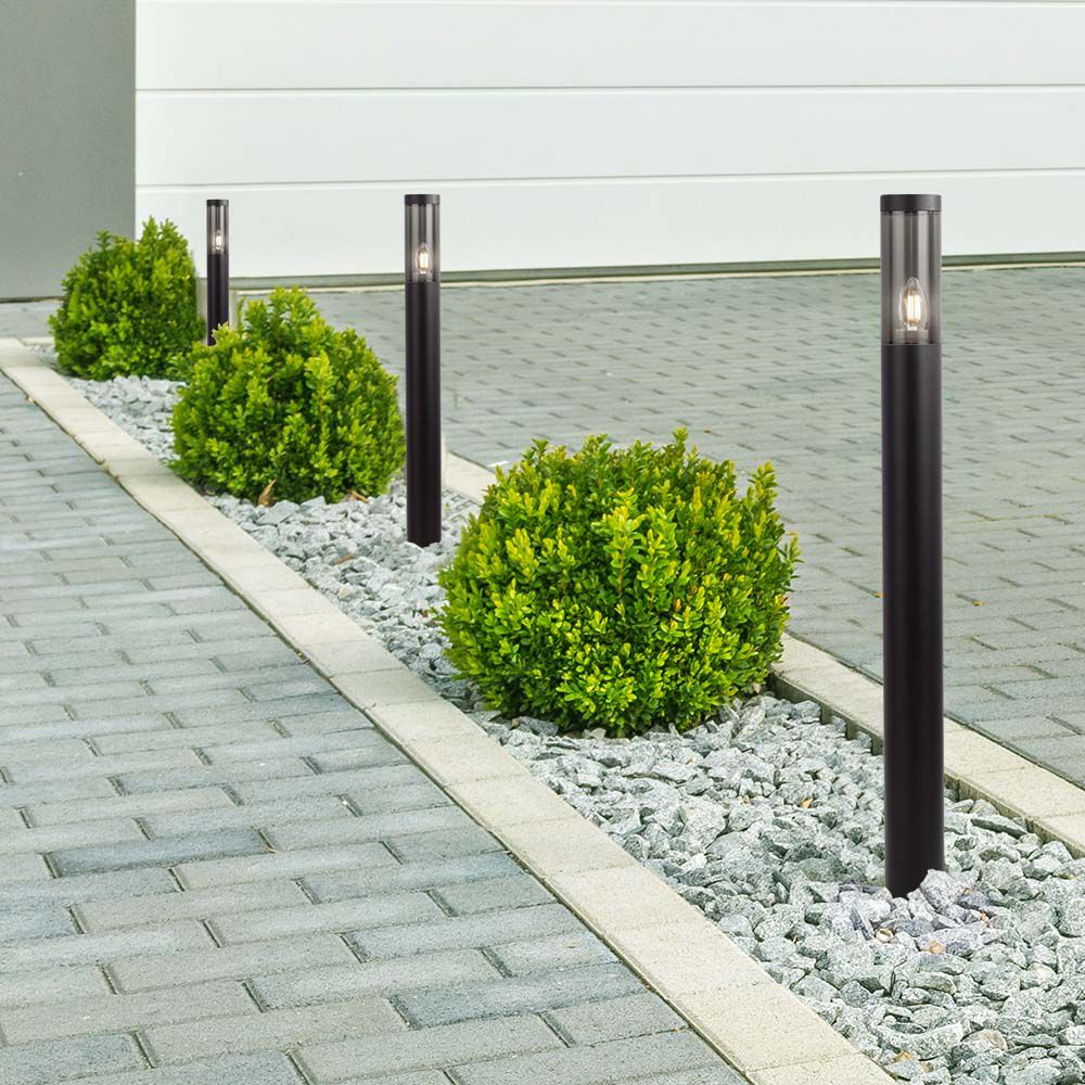 LAMPADA DA GIARDINO E27 (76x119x1000mm) FUMO PLASTICA/SS CORPO NERO IP44